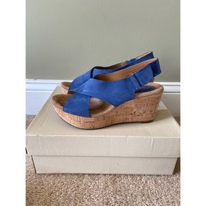 Clarks blue wedge sandals